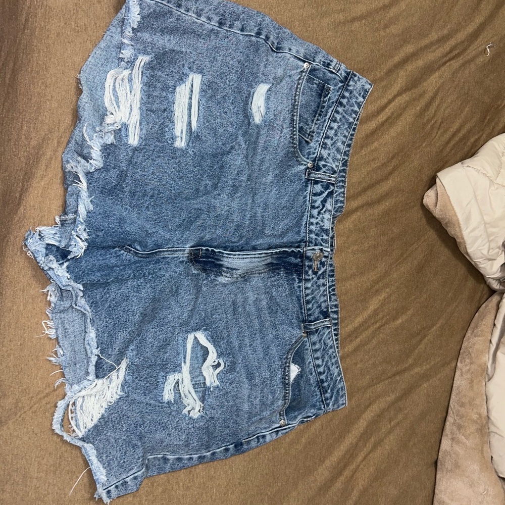 Forever 21 Blue Distressed Jean Shorts